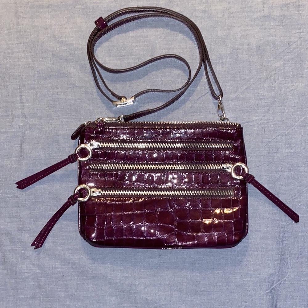 Brighton Purple Patent Leather Crocodile Crossbody